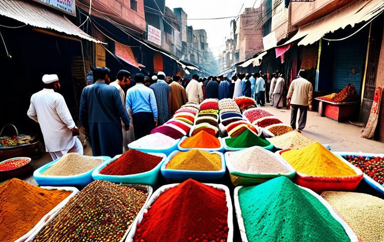감정평가사의 대규모 프로젝트 경험 - **Local Market Impact:** "A bustling marketplace in Lahore, Pakistan. Vendors selling colorful fabri...
